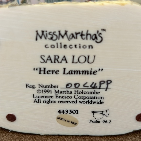 NWT ENESCO 1991 Miss Martha's Collection, Sara Lou, “Here Lammie" 443301 - Picture 11 of 12